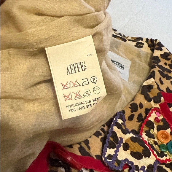 Moschino Cheap & Chic Leopard Print Blazer Jacket Red Trim Applique Size 14 - Picture 14 of 16